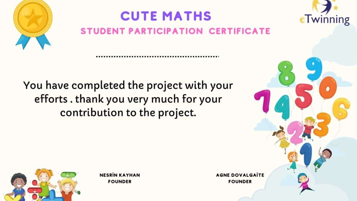 SEVİMLİ MATEMATİK (CUTE MATHS) E TWINNING PROJEMİZ TAMAMLANMIŞTIR